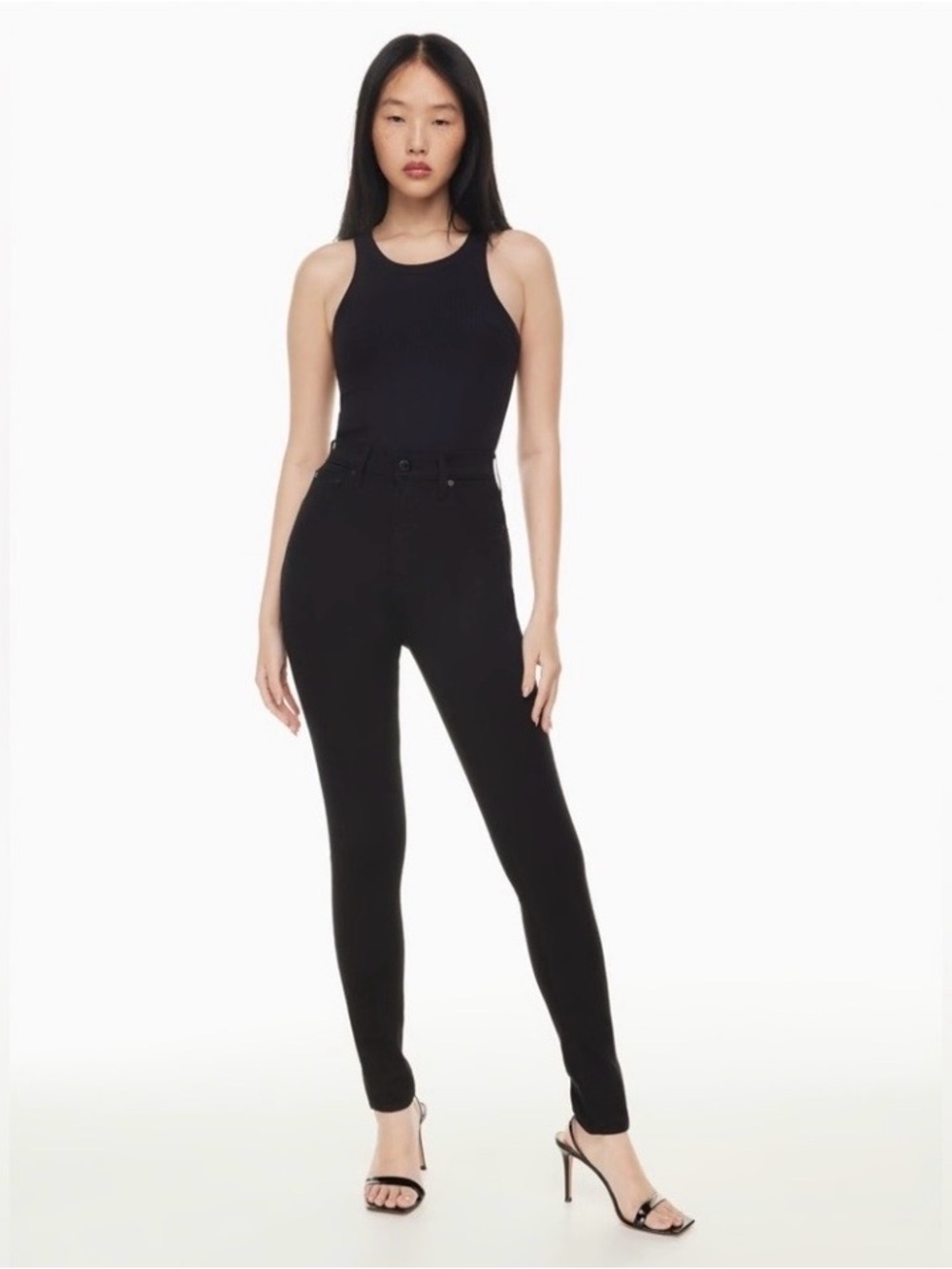 Aritzia Denim Forum The Lola High Rise Skinny Crop Jeans Black 27